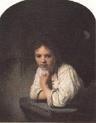 REMBRANDT Harmenszoon van Rijn Girl leaning on a window-sill (mk33) painting